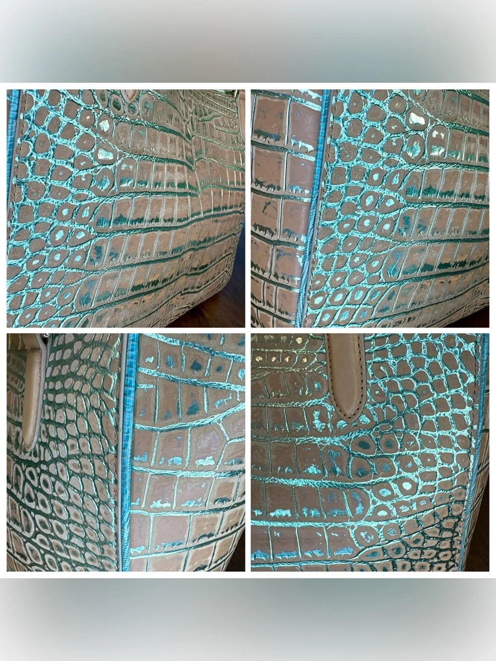 Brahmin EUC April & Veronica - Mineral Blue Freemont - Soft Nubuck - Metallic